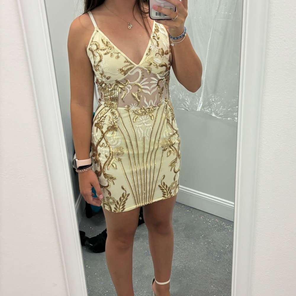 Gold and Cream Homecoming Dress